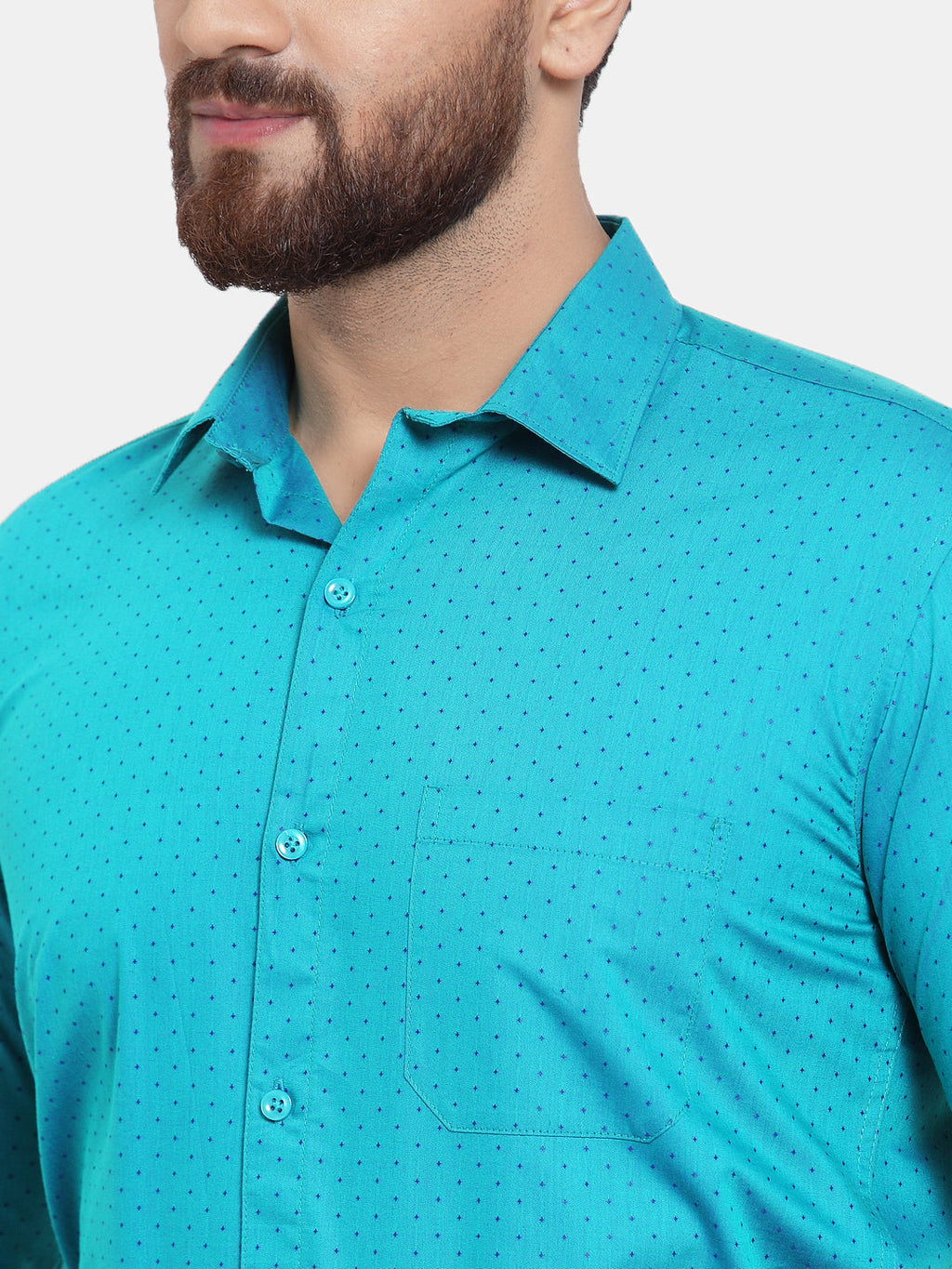 Jainish Green Men's Cotton Polka Dots Formal Shirts ( SF 739Green ) - Distacart