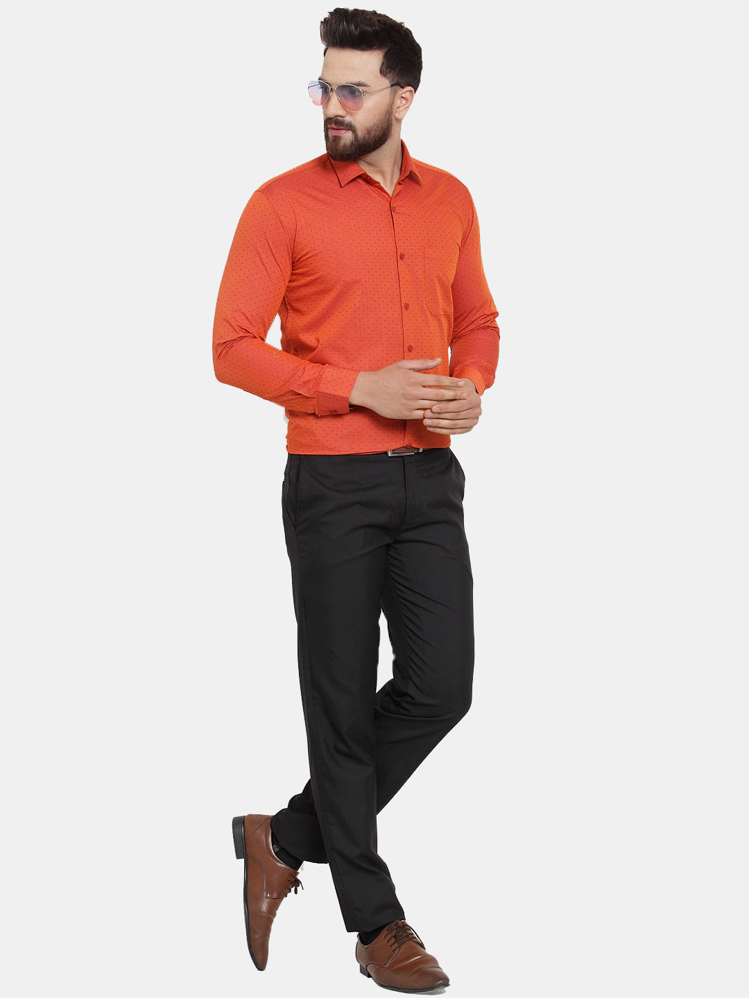 Jainish Orange Men's Cotton Polka Dots Formal Shirts ( SF 739Orange ) - Distacart