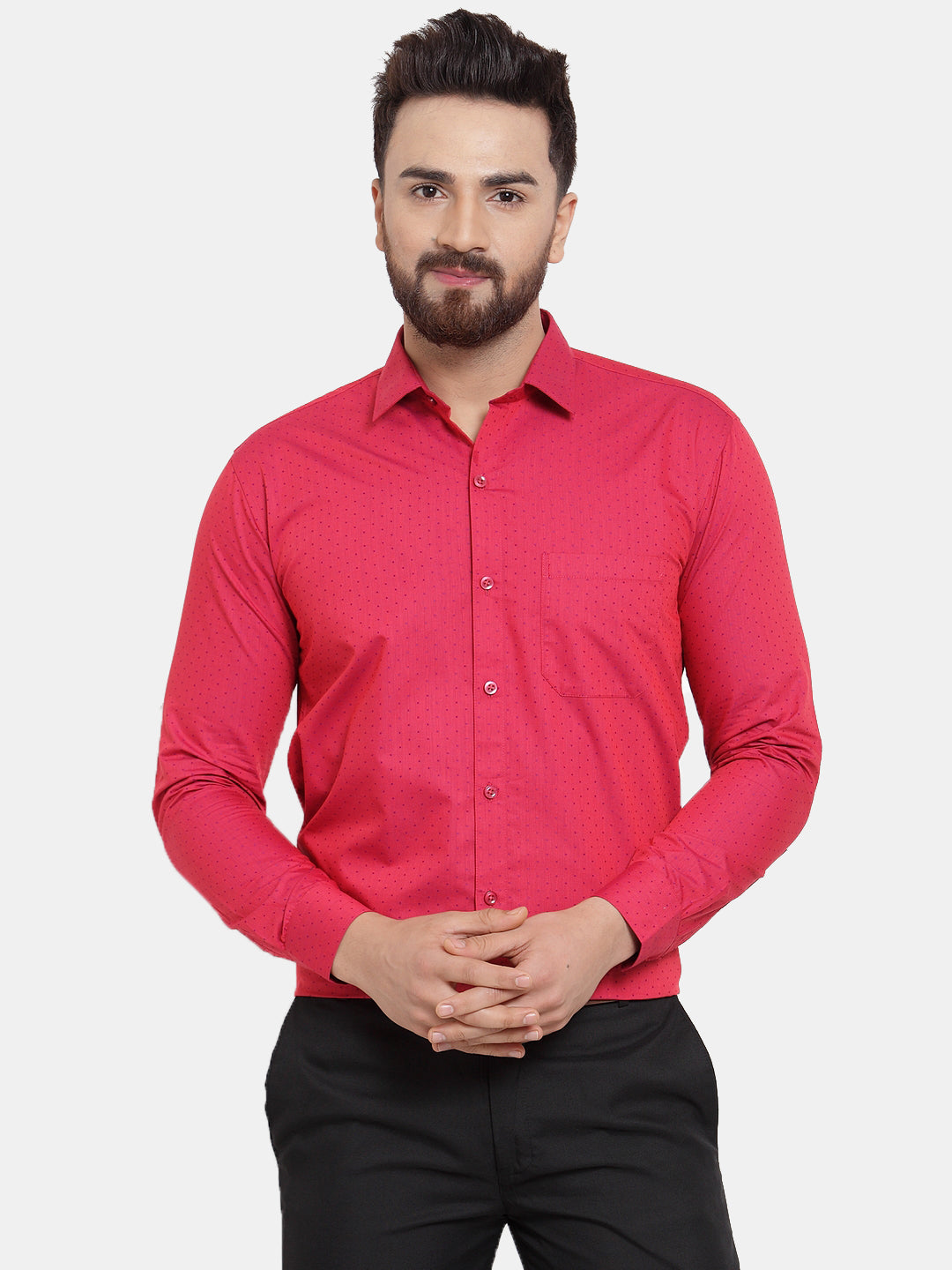 Jainish Red Men's Cotton Polka Dots Formal Shirts ( SF 739Red ) - Distacart