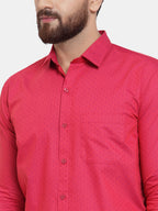 Jainish Red Men's Cotton Polka Dots Formal Shirts ( SF 739Red ) - Distacart