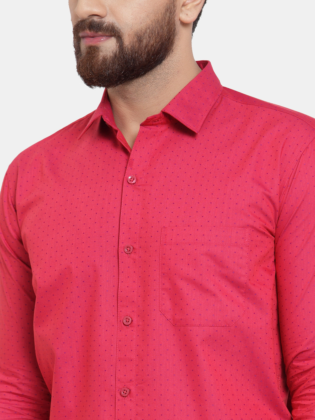 Jainish Red Men's Cotton Polka Dots Formal Shirts ( SF 739Red ) - Distacart