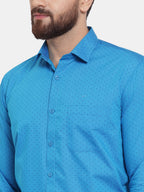 Jainish Blue Men's Cotton Polka Dots Formal Shirts ( SF 739Sky ) - Distacart