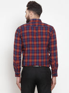 Jainish Multi Men's Cotton Checked Formal Shirts ( SF 741Blue-Red ) - Distacart