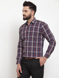 Jainish Blue Men's Cotton Checked Formal Shirts ( SF 741Blue ) - Distacart
