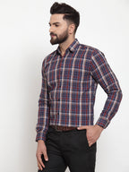 Jainish Blue Men's Cotton Checked Formal Shirts ( SF 741Blue ) - Distacart