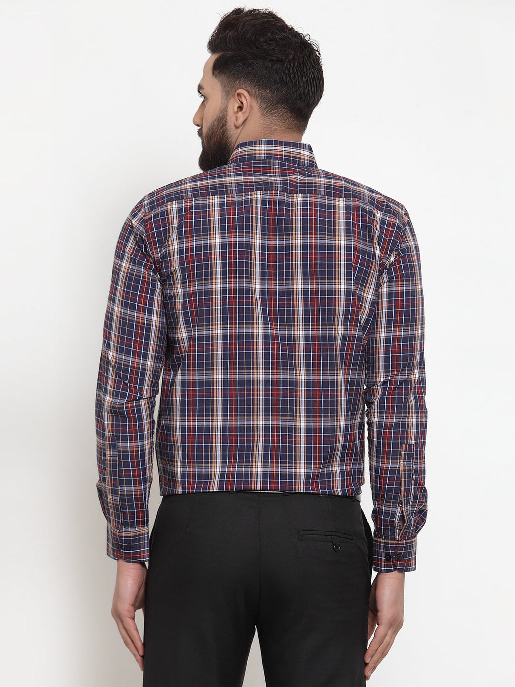 Jainish Blue Men's Cotton Checked Formal Shirts ( SF 741Blue ) - Distacart