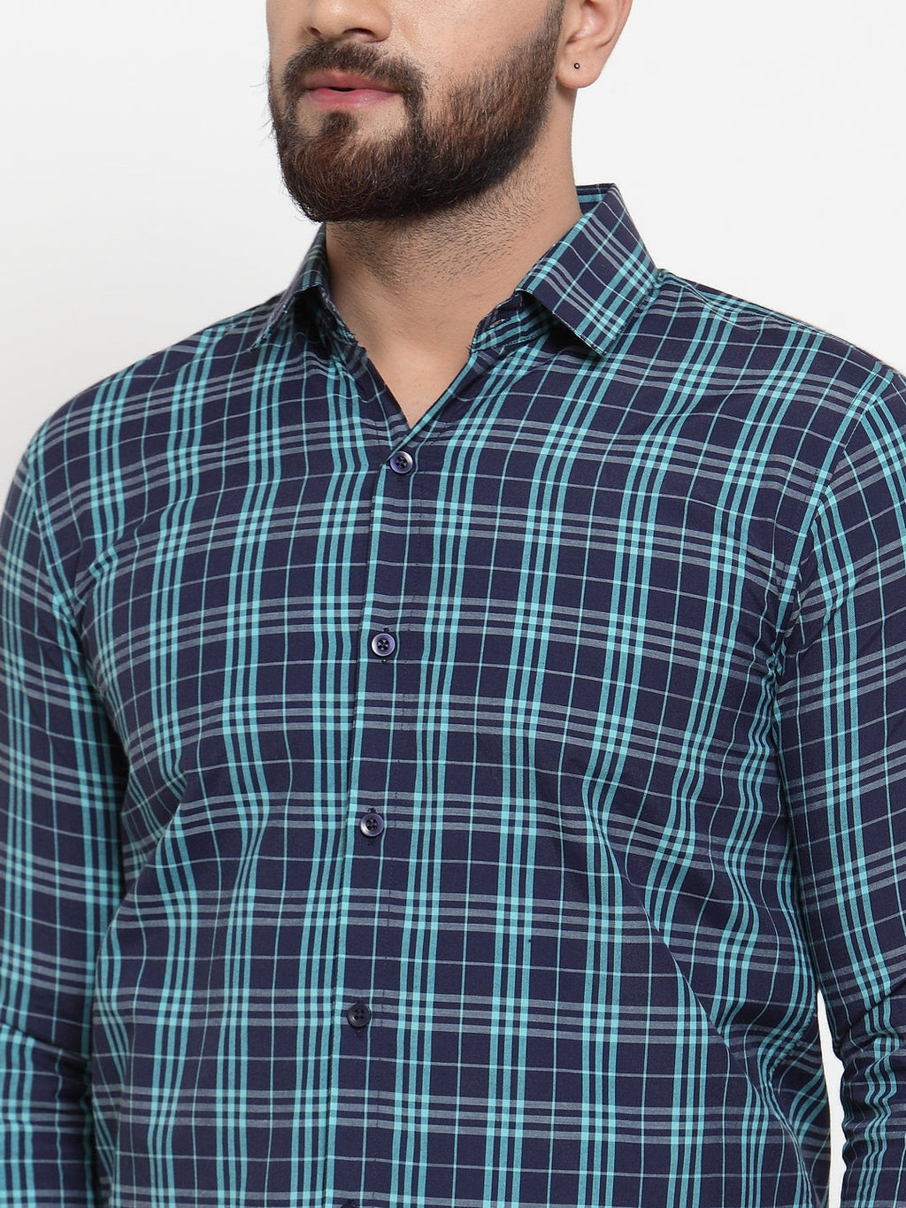 Jainish Green Men's Cotton Checked Formal Shirts ( SF 741Green ) - Distacart