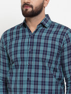 Jainish Green Men's Cotton Checked Formal Shirts ( SF 741Green ) - Distacart