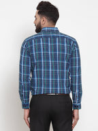 Jainish Blue Men's Cotton Checked Formal Shirts ( SF 741Sky-Blue ) - Distacart