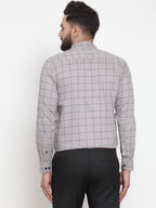 Jainish Grey Men's Cotton Checked Formal Shirts ( SF 742Grey ) - Distacart