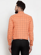 Jainish Orange Men's Cotton Checked Formal Shirts ( SF 742Orange ) - Distacart