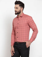 Jainish Peach Men's Cotton Checked Formal Shirts ( SF 742Peach ) - Distacart