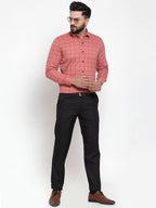 Jainish Peach Men's Cotton Checked Formal Shirts ( SF 742Peach ) - Distacart