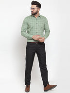 Jainish Green Men's Cotton Checked Formal Shirts ( SF 742Pista ) - Distacart