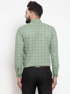 Jainish Green Men's Cotton Checked Formal Shirts ( SF 742Pista ) - Distacart