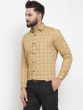 Jainish Beige Men's Cotton Checked Formal Shirts ( SF 742Rust ) - Distacart