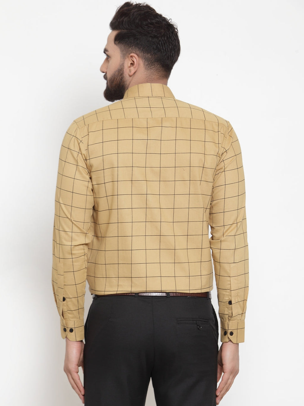 Jainish Beige Men's Cotton Checked Formal Shirts ( SF 742Rust ) - Distacart