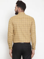 Jainish Beige Men's Cotton Checked Formal Shirts ( SF 742Rust ) - Distacart