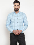 Jainish Blue Men's Cotton Checked Formal Shirts ( SF 742Sky ) - Distacart