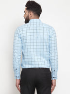 Jainish Blue Men's Cotton Checked Formal Shirts ( SF 742Sky ) - Distacart
