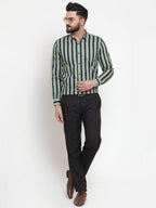 Jainish Green Men's Cotton Striped Formal Shirts ( SF 744Green ) - Distacart