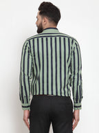 Jainish Green Men's Cotton Striped Formal Shirts ( SF 744Green ) - Distacart