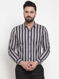 Jainish Grey Men's Cotton Striped Formal Shirts ( SF 744Grey ) - Distacart