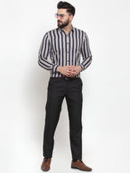 Jainish Grey Men's Cotton Striped Formal Shirts ( SF 744Grey ) - Distacart