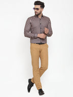Jainish Black Men's Cotton Striped Formal Shirts ( SF 744Multi-Black ) - Distacart