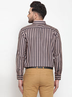 Jainish Black Men's Cotton Striped Formal Shirts ( SF 744Multi-Black ) - Distacart