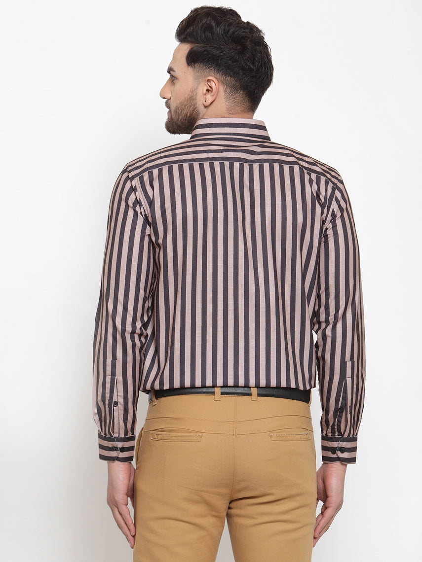 Jainish Black Men's Cotton Striped Formal Shirts ( SF 744Multi-Black ) - Distacart