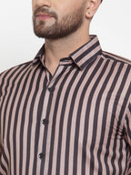 Jainish Black Men's Cotton Striped Formal Shirts ( SF 744Multi-Black ) - Distacart