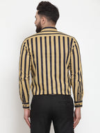 Jainish Yellow Men's Cotton Striped Formal Shirts ( SF 744Mustard ) - Distacart
