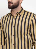 Jainish Yellow Men's Cotton Striped Formal Shirts ( SF 744Mustard ) - Distacart
