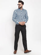Jainish Blue Men's Cotton Striped Formal Shirts ( SF 744Sky ) - Distacart
