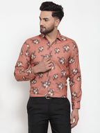 Jainish Brown Men's Cotton Printed Formal Shirt's ( SF 745Rust ) - Distacart