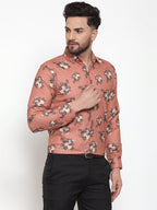 Jainish Brown Men's Cotton Printed Formal Shirt's ( SF 745Rust ) - Distacart