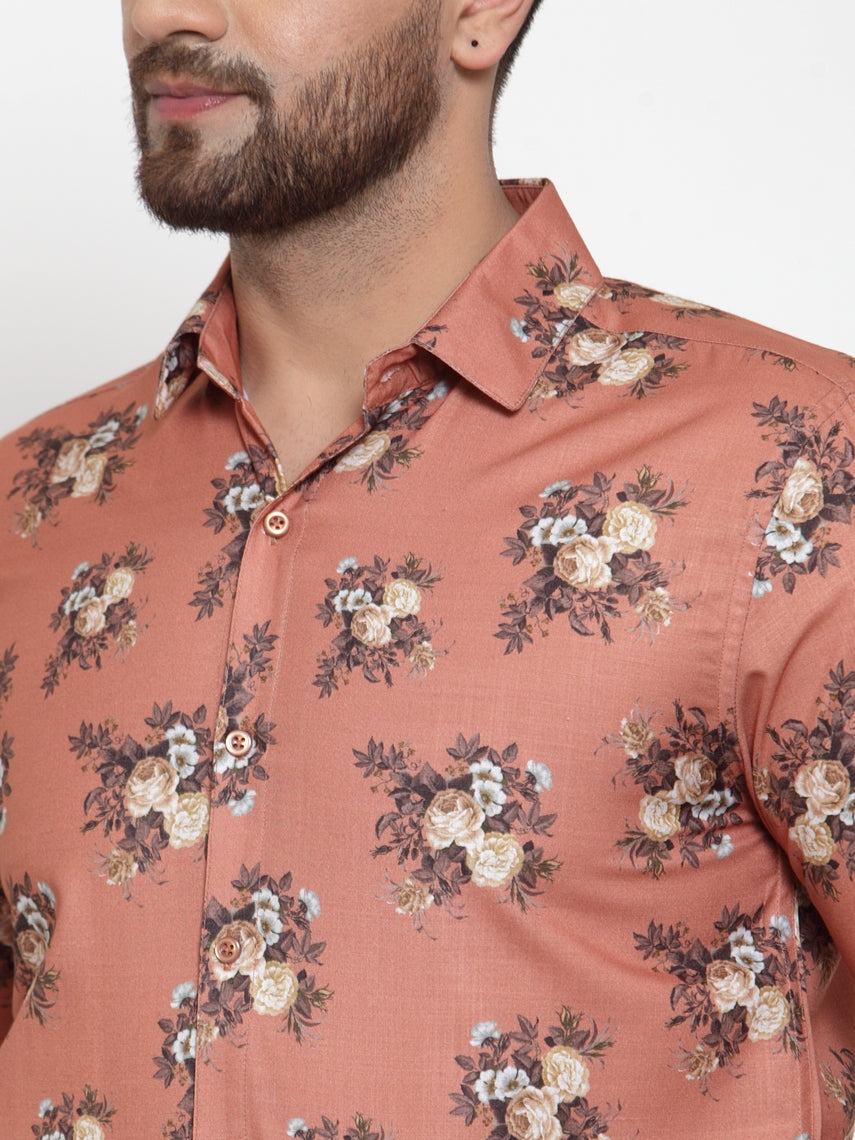 Jainish Brown Men's Cotton Printed Formal Shirt's ( SF 745Rust ) - Distacart