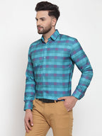 Jainish Blue Men's Cotton Checked Formal Shirt's ( SF 746Sky ) - Distacart