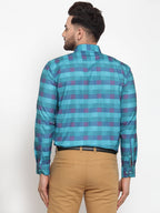 Jainish Blue Men's Cotton Checked Formal Shirt's ( SF 746Sky ) - Distacart