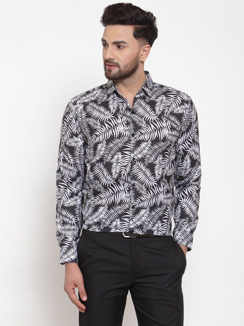 Jainish Black Men's Cotton Printed Formal Shirt's ( SF 747Black ) - Distacart