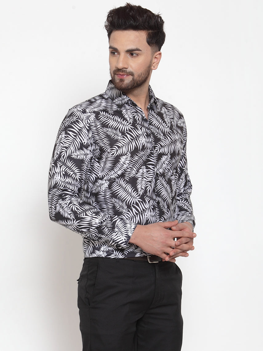 Jainish Black Men's Cotton Printed Formal Shirt's ( SF 747Black ) - Distacart