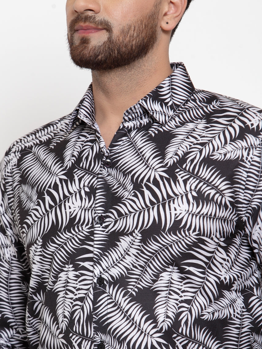 Jainish Black Men's Cotton Printed Formal Shirt's ( SF 747Black ) - Distacart