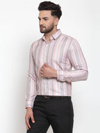 Jainish Pink Men's Cotton Striped Formal Shirt's ( SF 748Light-Pink ) - Distacart