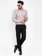 Jainish Pink Men's Cotton Striped Formal Shirt's ( SF 748Light-Pink ) - Distacart