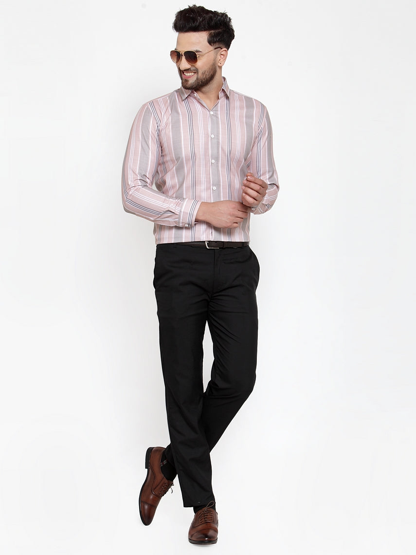 Jainish Pink Men's Cotton Striped Formal Shirt's ( SF 748Light-Pink ) - Distacart