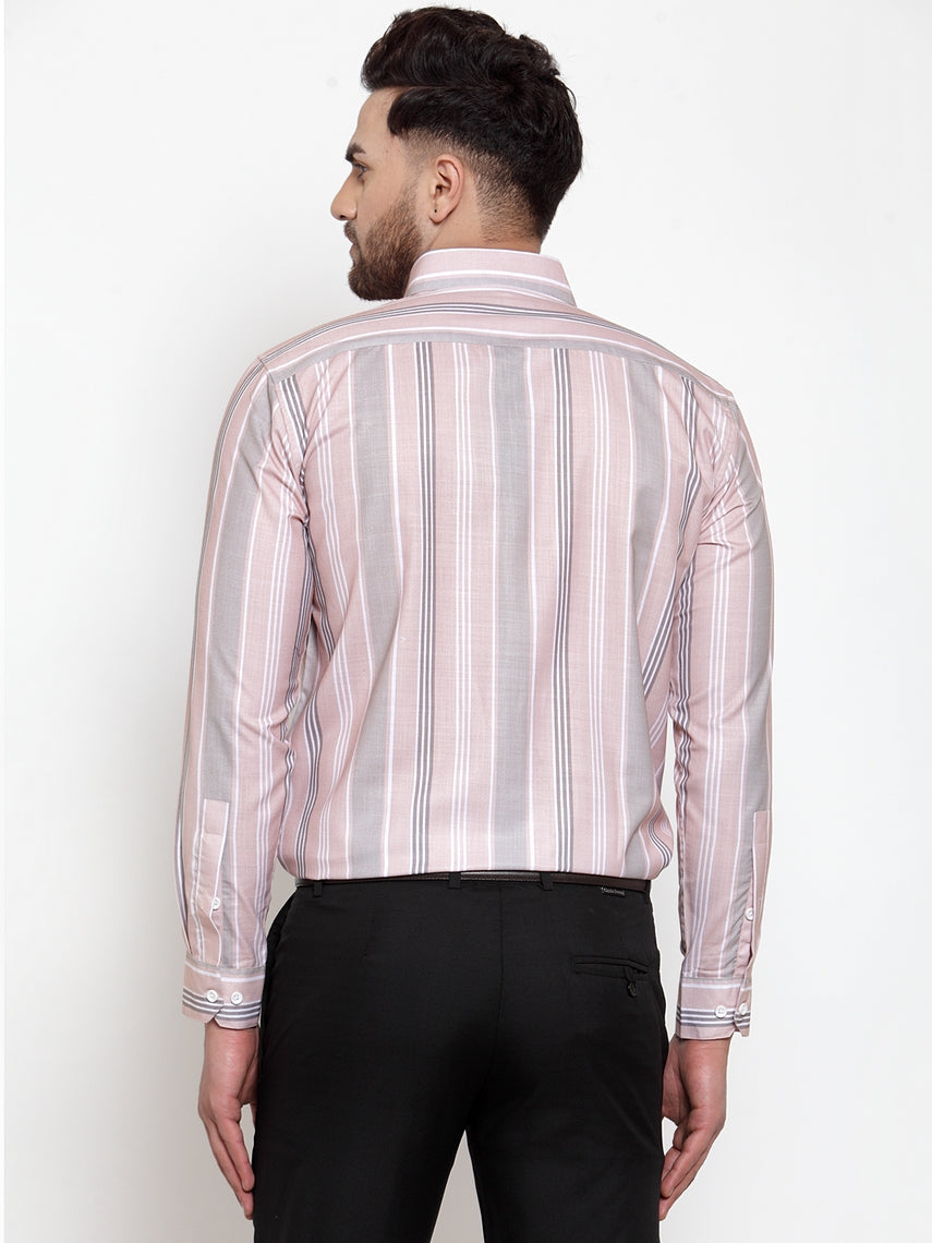 Jainish Pink Men's Cotton Striped Formal Shirt's ( SF 748Light-Pink ) - Distacart