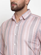 Jainish Pink Men's Cotton Striped Formal Shirt's ( SF 748Light-Pink ) - Distacart