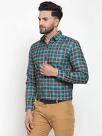 Jainish Green Men's Cotton Checked Formal Shirt's ( SF 749Green-Black ) - Distacart