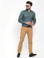 Jainish Green Men's Cotton Checked Formal Shirt's ( SF 749Green-Black ) - Distacart